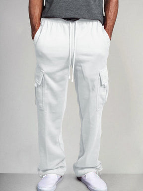 Casual Multi Pockets Cargo Pants Pants coofandystore White S 