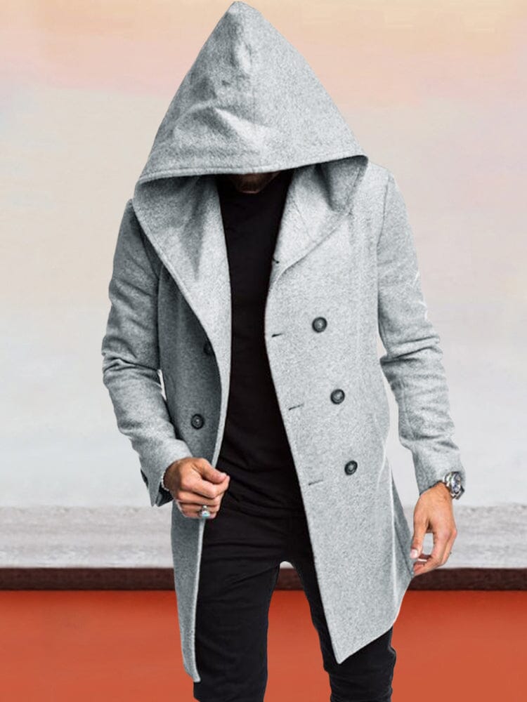 Double-Breasted Hooded Tweed Coat Coat coofandystore 