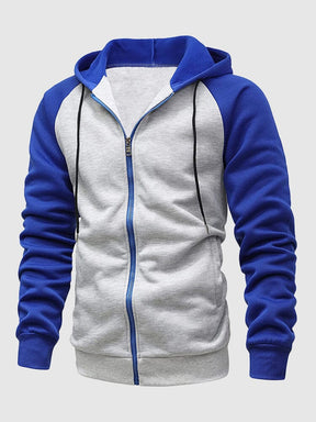 Multi-color Zipper Padded Hooded Sweatshirt Fashion Hoodies & Sweatshirts coofandystore Light Grey-Blue S 