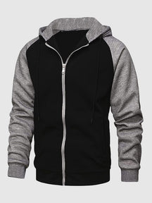 Multi-color Zipper Padded Hooded Sweatshirt Fashion Hoodies & Sweatshirts coofandystore Black-Dark Grey S 