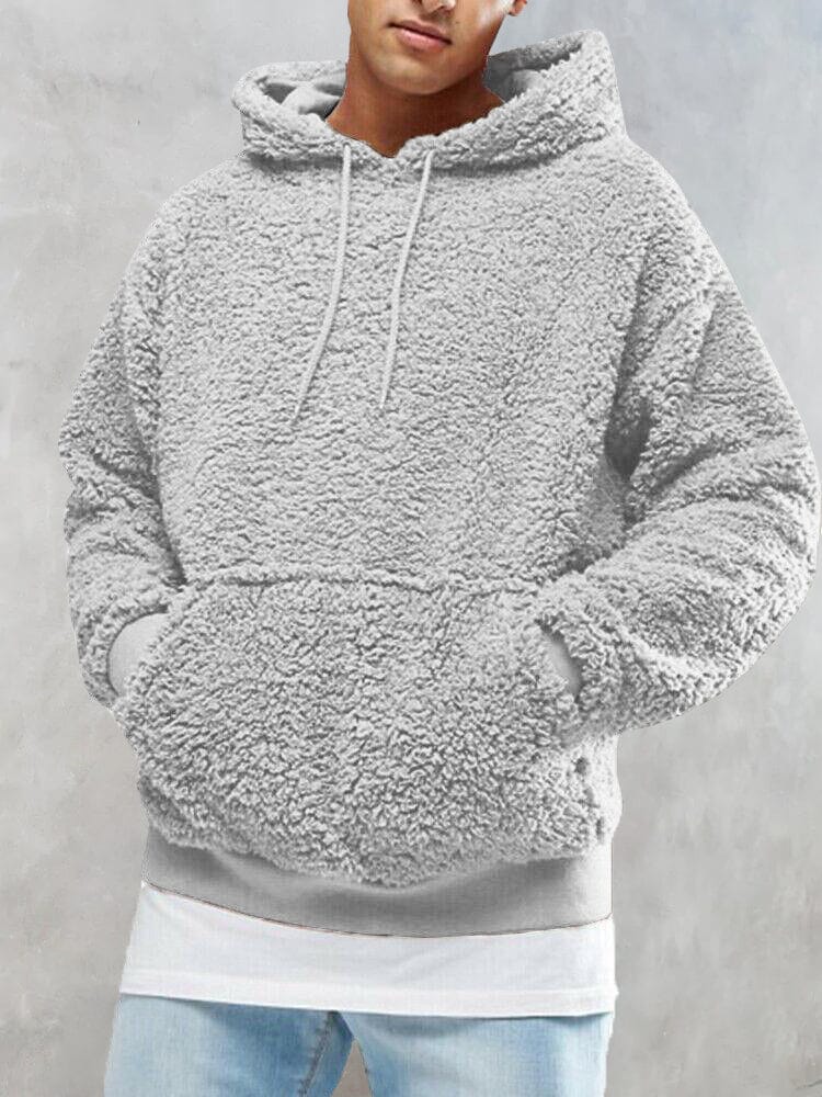 Thermal Fluffy Fleece Pullover Hoodie Hoodies coofandystore Light Grey S 