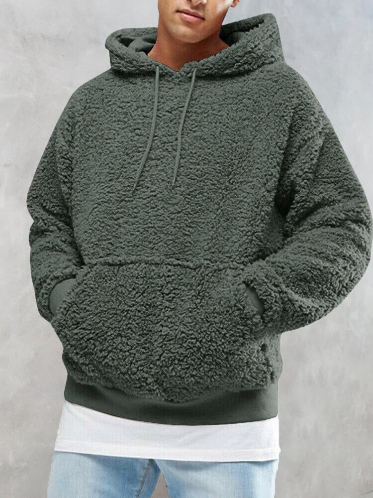 Thermal Fluffy Fleece Pullover Hoodie Hoodies coofandystore Grey Green S 