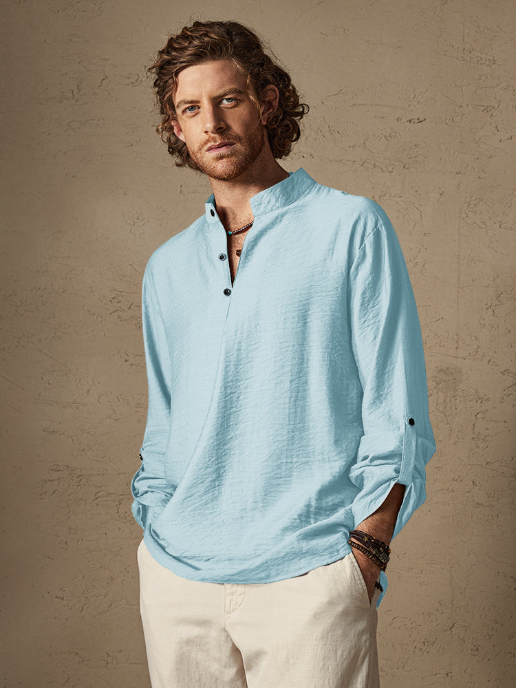 Linen Henry Long Sleeve Beach Shirt