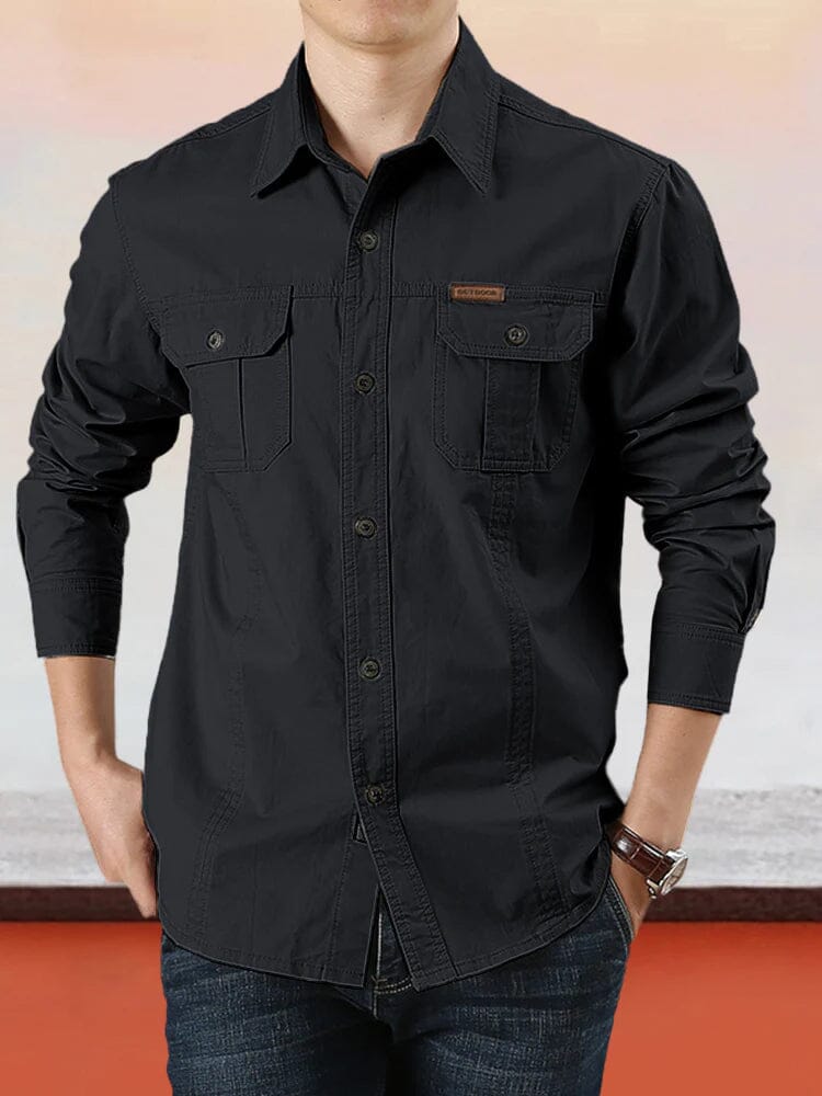 Cotton Solid Color Shirt Shirts coofandy Black M (US S) 