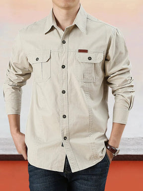 Cotton Solid Color Shirt Shirts coofandy Cream M (US S) 