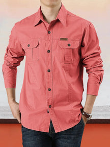Cotton Solid Color Shirt Shirts coofandy Pink M (US S) 