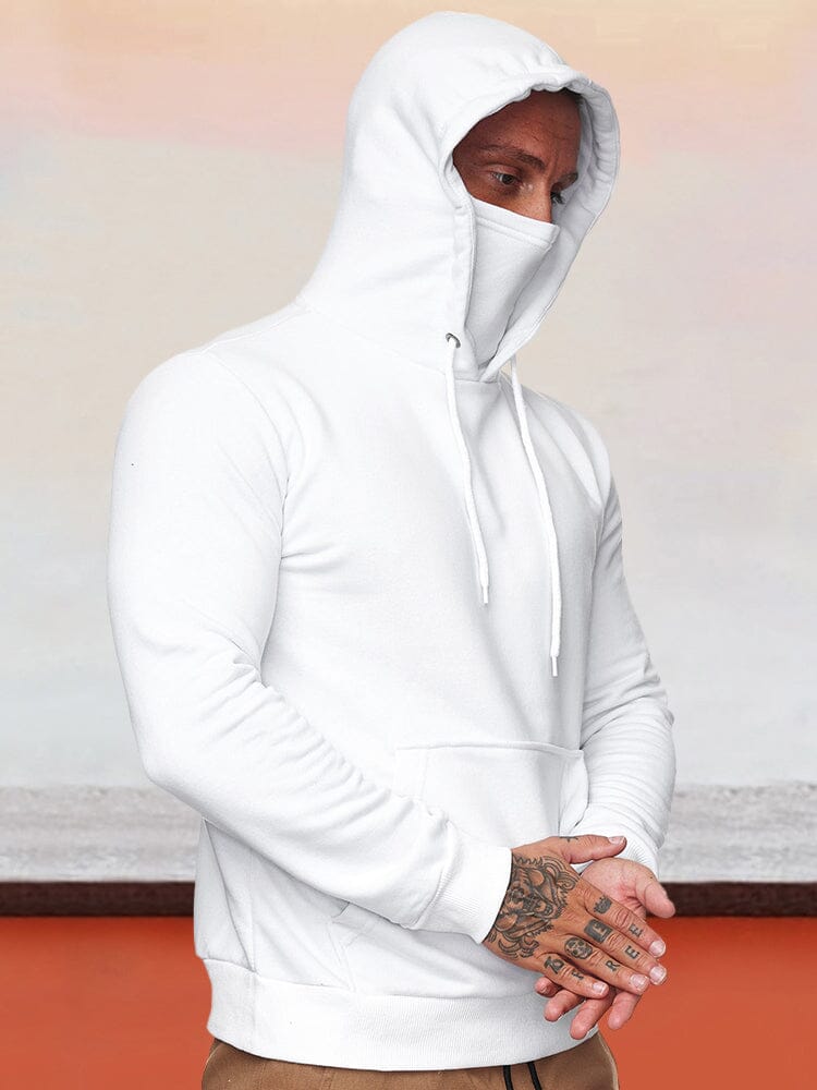 Solid Color Sport Hoodie with Face Mask Hoodies coofandystore 