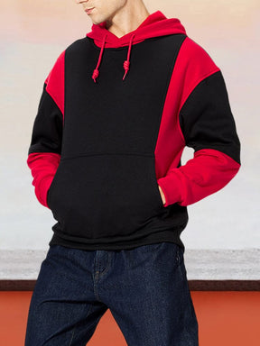 Color Blocking Fashion Casual Hoodie Hoodies coofandystore Red-Black S 