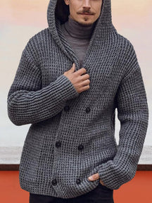 Double-breasted Cardigan Hooded Knit Sweater Fashion Hoodies & Sweatshirts coofandystore Dark Grey M 