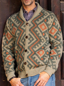Slim Jacquard Cardigan Sweater Coat Coat coofandystore Khaki M 