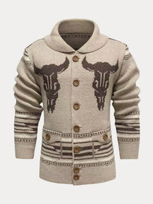Jacquard Knit Lapel Cardigan Sweater Sweaters coofandystore Coffee M 