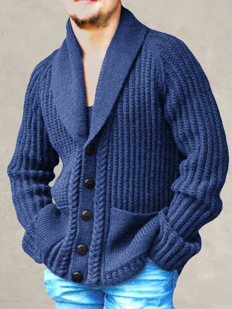 Casual Lapel Neck Sweater Coat Sweaters coofandystore Blue M 