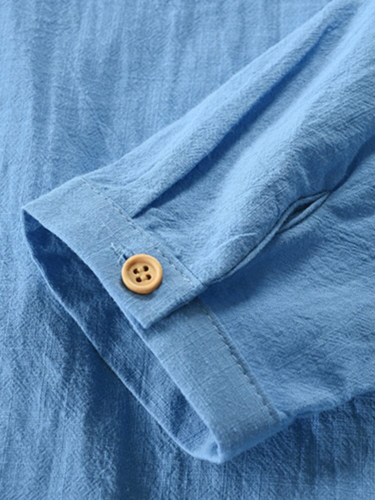 Casual V-Neck Button Up Linen Shirt Shirts & Polos coofandystore 