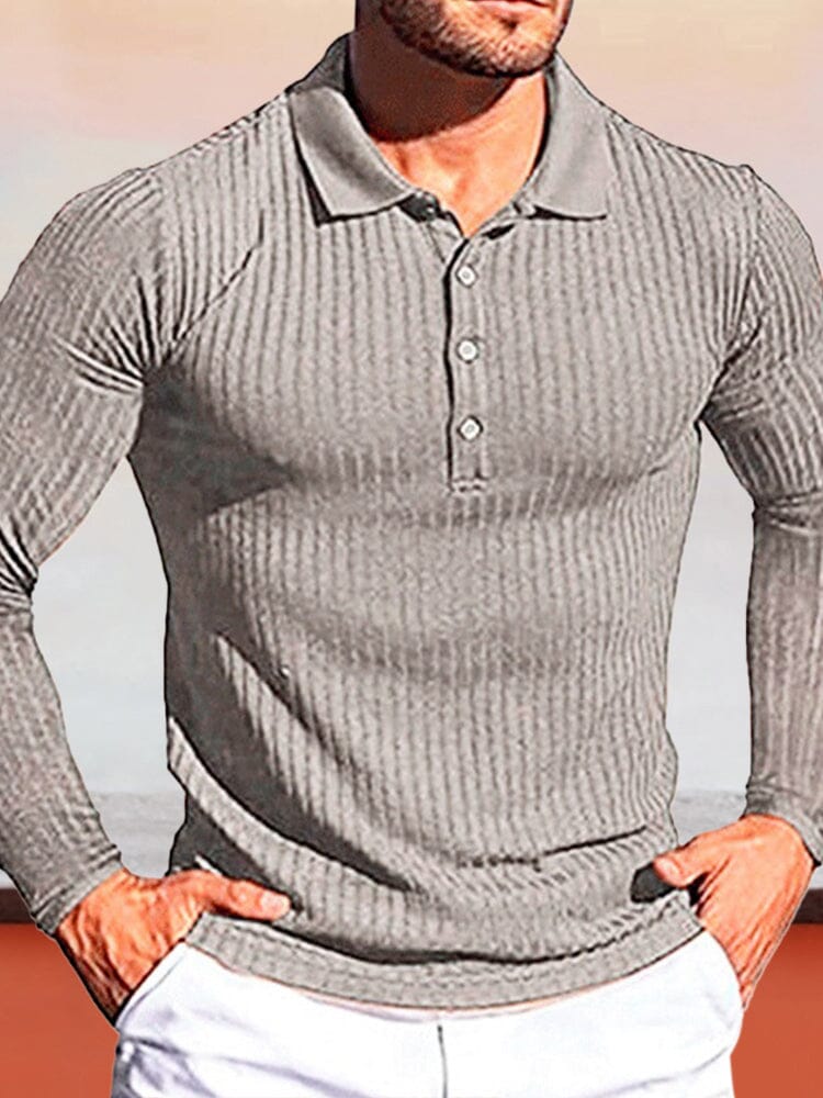 Slim Fit Stretchy Polo Shirt Polos coofandystore Light Grey S 