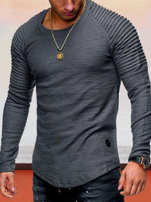 Unique Sleeves Solid Top T-Shirt coofandystore Dark Grey M 
