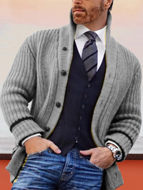 Semi-High Neck Knit Cardigan Sweaters coofandystore Grey S 