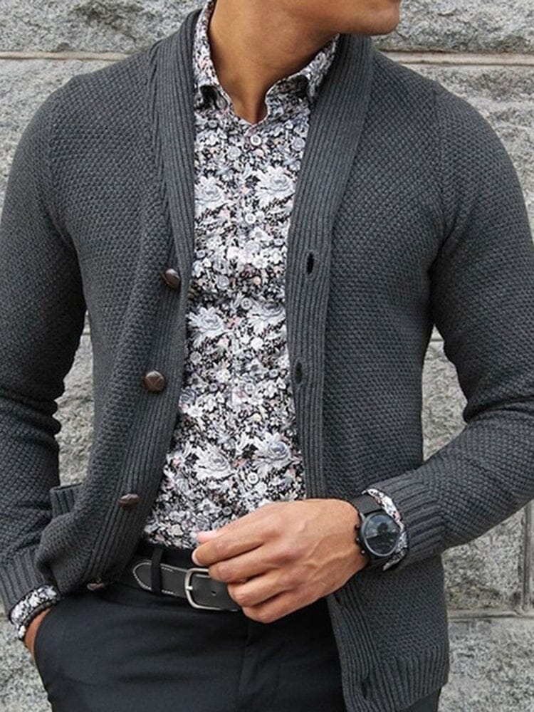 Cardigan Single-breasted Sweater Coat coofandystore Dark Grey S 