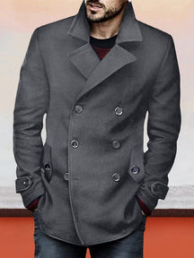 Double-breasted Windproof Tweed Coat Coat coofandystore Dark Grey M 