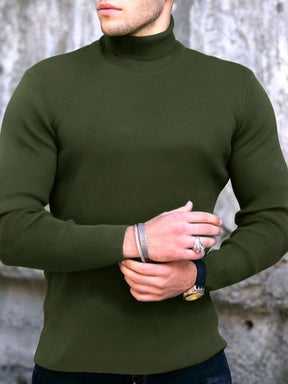 High Collar Pullover Basic Knit Sweater Sweaters coofandystore Army Green M 