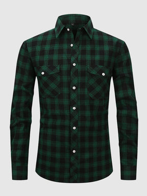 Plaid Flannelette Polished Shirt Shirts coofandystore Green-Black S 