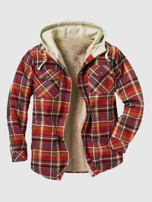 Plaid Flannelette Hooded Jacket Jackets coofandystore Red M 