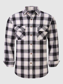 Casual Plaid Graphic Flannelette Shirt Shirts & Polos coofandystore PAT10 S 
