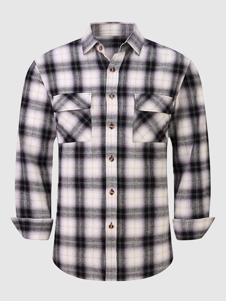 Casual Plaid Graphic Flannelette Shirt Shirts & Polos coofandystore PAT10 S 