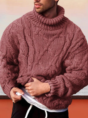 Twisted Turtleneck Knit Sweater Sweaters coofandystore Fuchsia S 