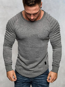 Solid Pleated Shoulder T-Shirt T-Shirt coofandystore Dark Grey S 