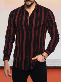 Striped Multi-color Shirt Shirts coofandystore Wine Red M 