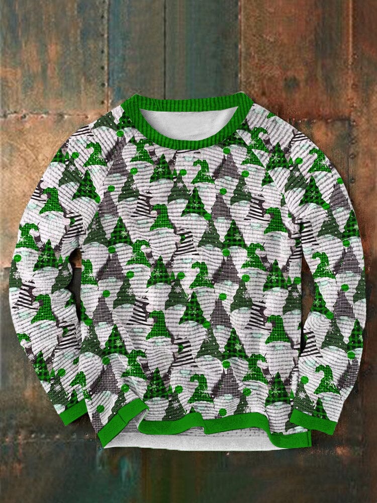 Christmas Trees Printed Round Neck Pullover Sweatshirt Sweaters coofandystore Green S 