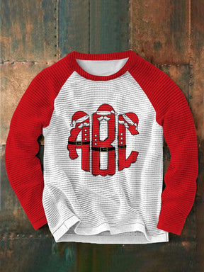 Christmas ABC Printed Round Neck Pullover Sweatshirt Sweaters coofandystore Red S 