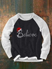 Christmas Believe Round Neck Pullover Sweatshirt Sweaters coofandystore White S 