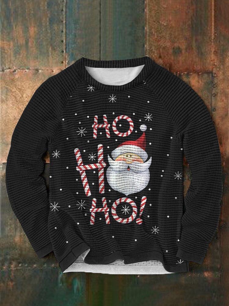Christmas Word Printed Round Neck Pullover Sweatshirt Sweaters coofandystore Black S 