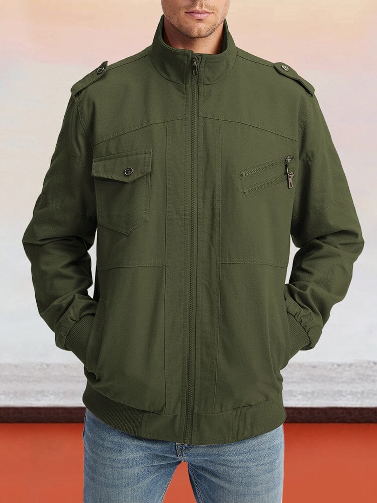 Multi-pocket Military Jacket Coat coofandystore Army Green S 