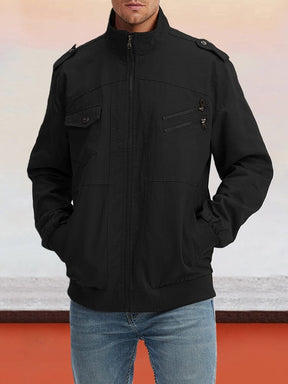 Multi-pocket Military Jacket Coat coofandystore Black S 