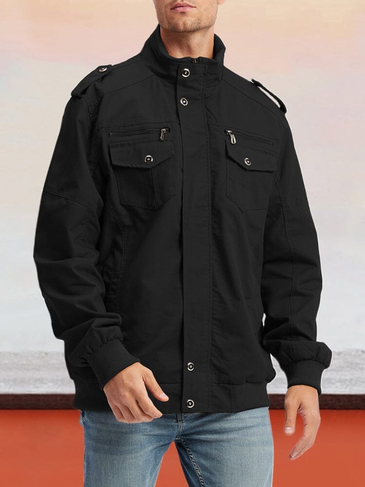 Multi-pocket Workwear Jacket Coat coofandystore Black S 