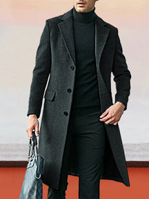 British Long Tweed Coat Coat coofandystore Black M 