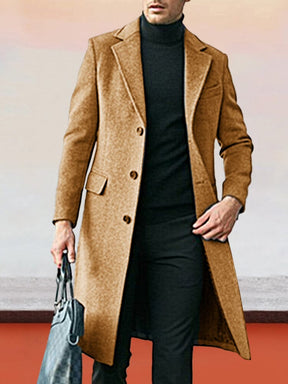 British Long Tweed Coat Coat coofandystore Khaki M 