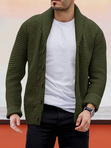 Solid Lapel Neck Button Cardigan Sweaters coofandystore Army Green M 
