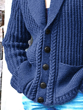 Solid Lapel Neck Sweater Coat Sweaters coofandystore 