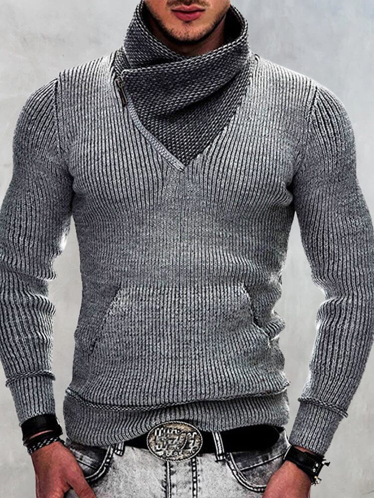 Slim Fit High Neck Sweater Sweaters coofandystore Light Grey S 