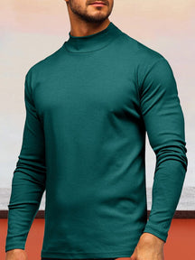 Classic Solid German velvet Semi-turtleneck Top T-Shirt coofandystore Green Black Jasper M 