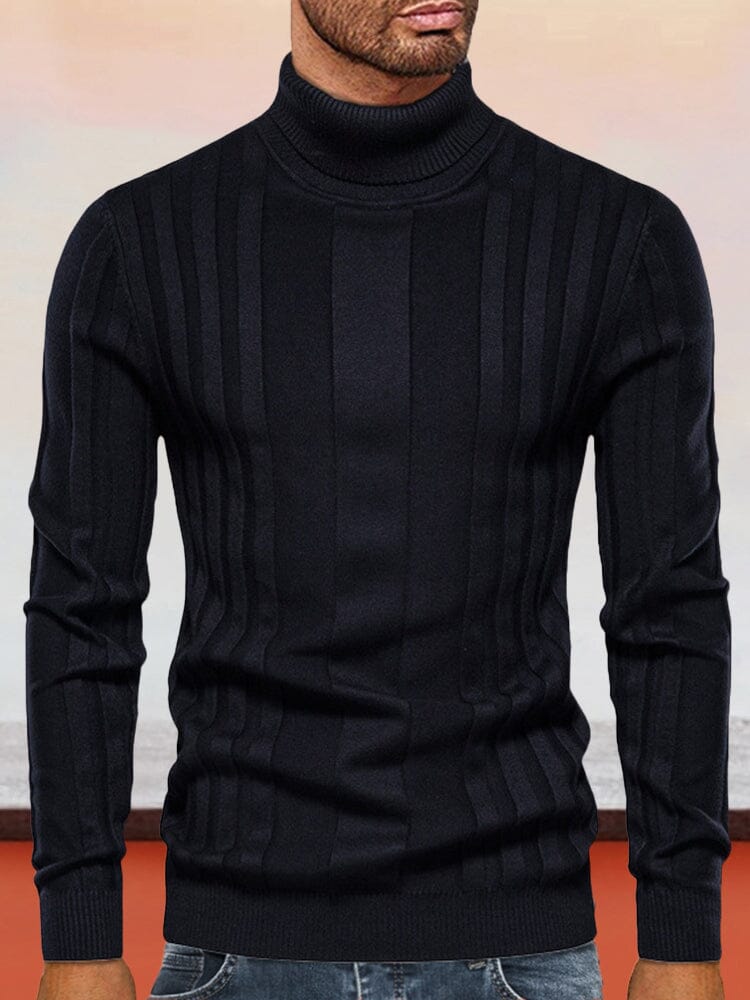High Neck Knit Pullover Sweater Sweaters coofandystore Black S 