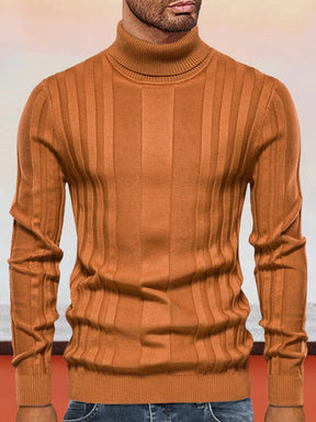 High Neck Knit Pullover Sweater Sweaters coofandystore Brown S 