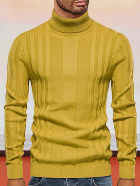 High Neck Knit Pullover Sweater Sweaters coofandystore Yellow S 