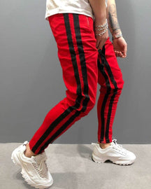 Color Blocking Zipper Workout Pants Pants coofandystore Red-Black S 