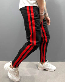 Color Blocking Zipper Workout Pants Pants coofandystore Black-Red S 