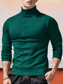 Classic Slim Fit Turtleneck Basic Top T-Shirt coofandystore Green S 