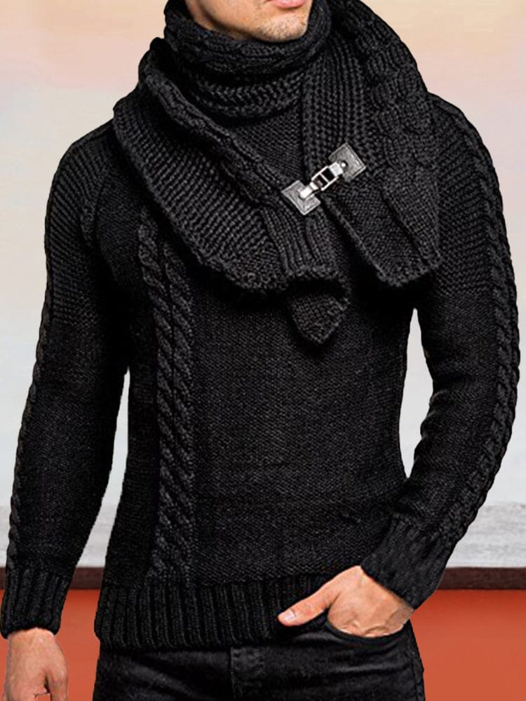 Slim Fit Pullover Knitted Sweater Sweaters coofandystore Black S 